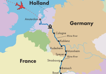 מפה שייט ספינות נהר על הריין