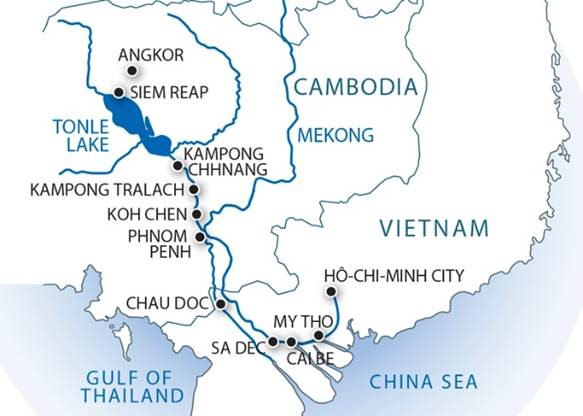 מפה שייט על נהר המקונג