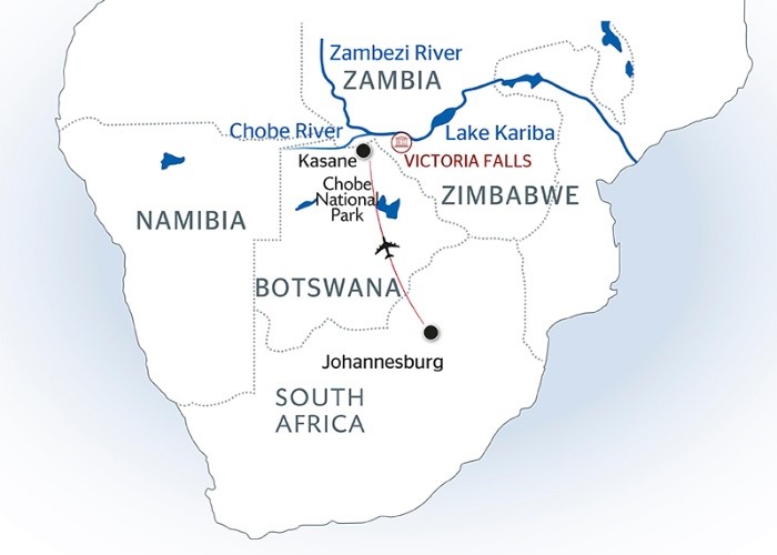 מפה שייט נהרות בדרום אפריקה