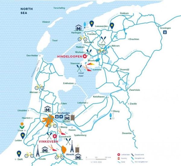 מפה שייט נהרות בהולנד