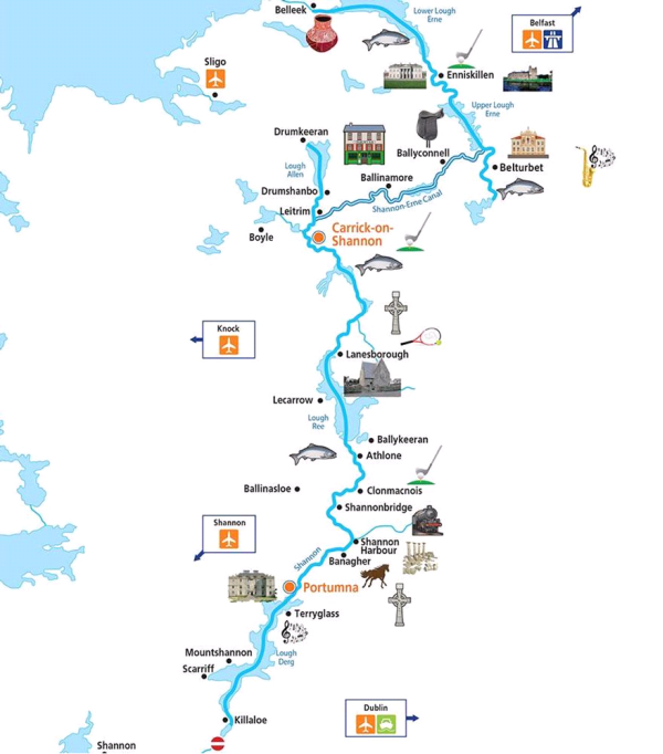 מפה שייט נהרות באירלנד